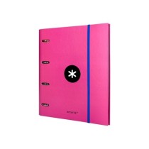 Carpeta con recambio liderpapel antartik a4 cuadro 5 mm forrada 4 anillas 40mm redondas color rosa