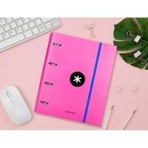 Carpeta con recambio liderpapel antartik a4 cuadro 5 mm forrada 4 anillas 40mm redondas color rosa