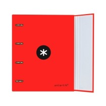 Carpeta con recambio liderpapel antartik a4 cuadro 5 mm forrada 4 anillas redondas 40mm color rojo