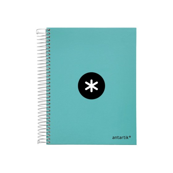 Cuaderno espiral liderpapel a5 micro antartik tapa forrada120h 100 gr cuadro 5 mm 5 band6 taladros color menta