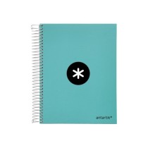Cuaderno espiral liderpapel a5 micro antartik tapa forrada120h 100 gr cuadro 5 mm 5 band6 taladros color menta