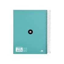 Cuaderno espiral liderpapel a5 micro antartik tapa forrada120h 100 gr cuadro 5 mm 5 band6 taladros color menta