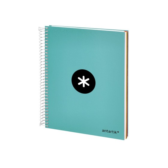 Cuaderno espiral liderpapel a5 micro antartik tapa forrada120h 100 gr cuadro 5 mm 5 band6 taladros color menta