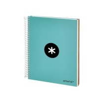 Cuaderno espiral liderpapel a5 micro antartik tapa forrada120h 100 gr cuadro 5 mm 5 band6 taladros color menta