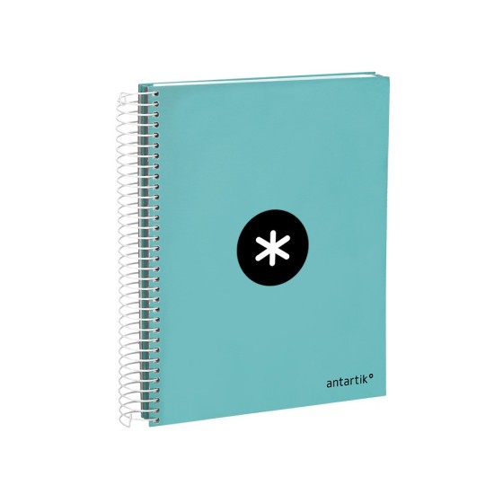 Cuaderno espiral liderpapel a5 micro antartik tapa forrada120h 100 gr cuadro 5 mm 5 band6 taladros color menta