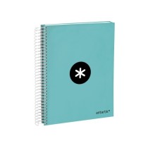 Cuaderno espiral liderpapel a5 micro antartik tapa forrada120h 100 gr cuadro 5 mm 5 band6 taladros color menta