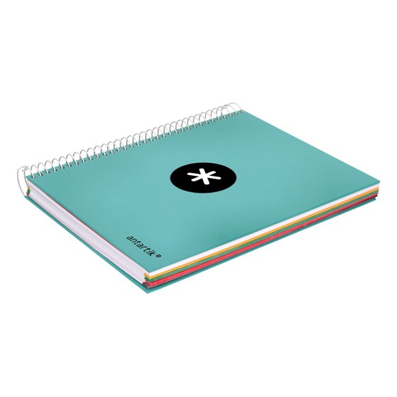 Cuaderno espiral liderpapel a5 micro antartik tapa forrada120h 100 gr cuadro 5 mm 5 band6 taladros color menta