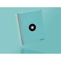 Cuaderno espiral liderpapel a5 micro antartik tapa forrada120h 100 gr cuadro 5 mm 5 band6 taladros color menta