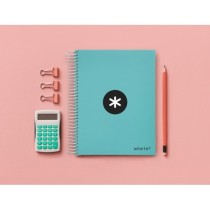 Cuaderno espiral liderpapel a5 micro antartik tapa forrada120h 100 gr cuadro 5 mm 5 band6 taladros color menta