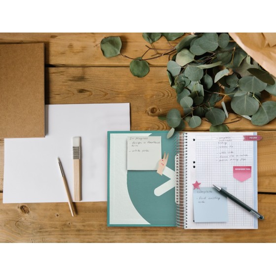 Cuaderno espiral liderpapel a5 micro antartik tapa forrada120h 100 gr cuadro 5 mm 5 band6 taladros color menta