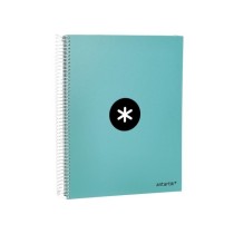 Cuaderno espiral liderpapel a4 micro antartik tapa forrada120h 100 gr cuadro 5mm 5 banda4 taladros color menta