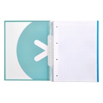Cuaderno espiral liderpapel a4 micro antartik tapa forrada120h 100 gr cuadro 5mm 5 banda4 taladros color menta