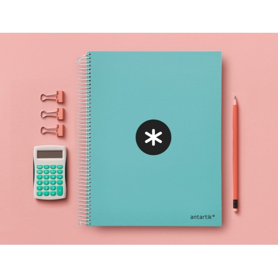 Cuaderno espiral liderpapel a4 micro antartik tapa forrada120h 100 gr cuadro 5mm 5 banda4 taladros color menta