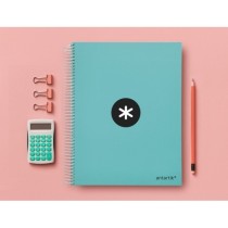 Cuaderno espiral liderpapel a4 micro antartik tapa forrada120h 100 gr cuadro 5mm 5 banda4 taladros color menta