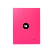 Carpeta liderpapel antartik a4 forrada 4 anillas 25 mm redondas color rosa