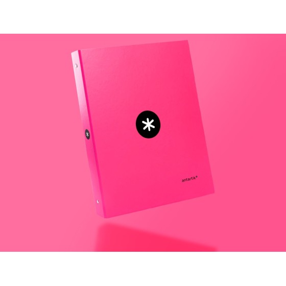Carpeta liderpapel antartik a4 forrada 4 anillas 25 mm redondas color rosa