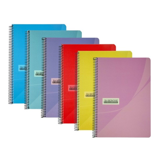 Cuaderno espiral papercop cuarto tapa plastico 80h 90 gr rayado horizontal con margen colores surtidos