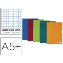 Libreta liderpapel scriptus a5 plus 48 hojas 90g/m2 cuadro 5mm con margen colores surtidos