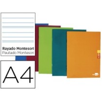 Libreta liderpapel scriptus a4 48 hojas 90g/m2 rayado montessori 3,5mm con margen colores surtidos