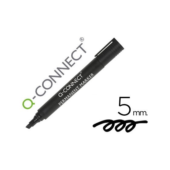 Rotulador q-connect marcador permanente negro punta biselada 5.0 mm