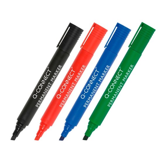 Rotulador q-connect marcador permanente negro punta biselada 5.0 mm