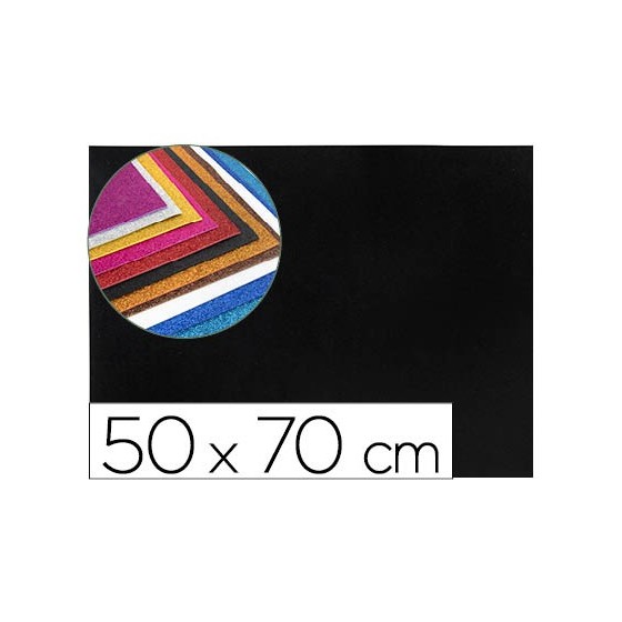 Goma eva con purpurina liderpapel 50x70cm 60g/m2 espesor 2mm negro