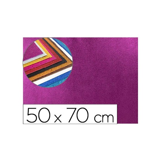 Goma eva con purpurina liderpapel 50x70cm 60g/m2 espesor 2mm violeta