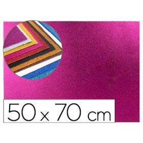Goma eva con purpurina liderpapel 50x70cm 60g/m2 espesor 2mm rosa