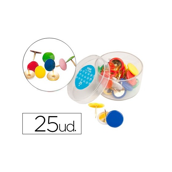 Chincheta liderpapel plastificada colores surtidos caja de 25 unidades