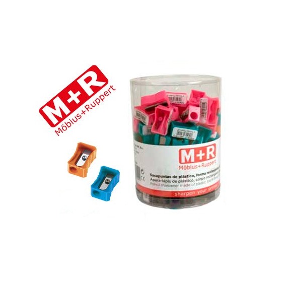 Sacapuntas m+r 304 plastico rectangular 1 uso colores surtidos