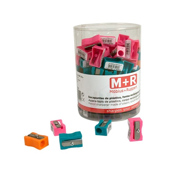 Sacapuntas m+r 304 plastico rectangular 1 uso colores surtidos