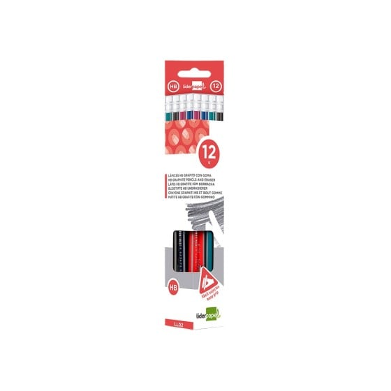 Lapices de grafito con goma liderpapel triangular