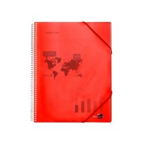 Carpeta liderpapel escaparate con espiral 80 fundas polipropileno din a4 rojo