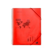 Carpeta liderpapel escaparate con espiral 60 fundas polipropileno din a4 rojo