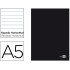 Libreta liderpapel tapa negra a5 80 hojas 60g/m2 horizontal con doble margen