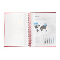 Carpeta liderpapel escaparate con espiral 40 fundas polipropileno din a4 rojo