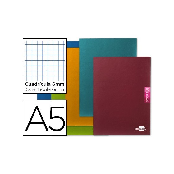 Libreta liderpapel scriptus a5 48 hojas 90g/m2 cuadro 6mm con margen