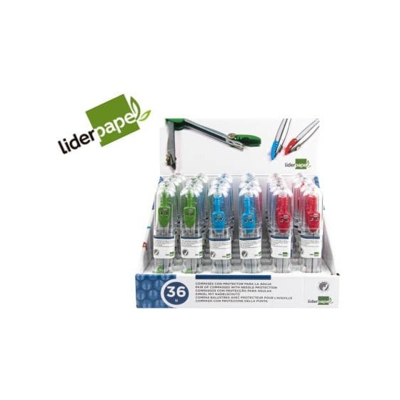Compas liderpapel con protector de punta colores surtidos