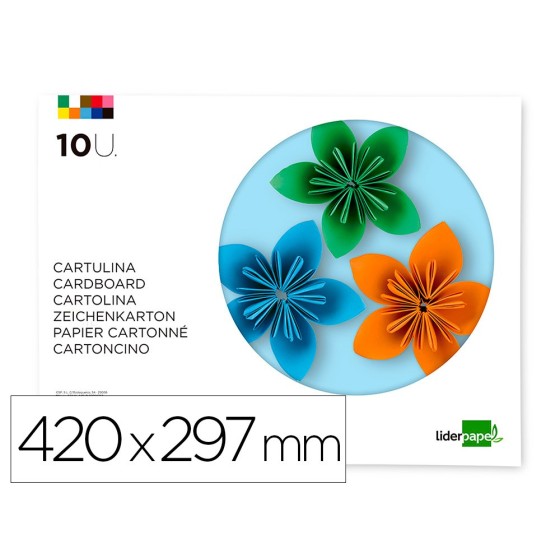 Bloc trabajos manuales liderpa pel cartulina 297x420mm 10 hojas colores surtidos
