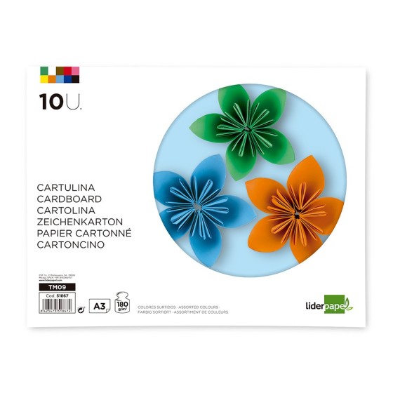 Bloc trabajos manuales liderpa pel cartulina 297x420mm 10 hojas colores surtidos