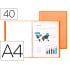 Carpeta liderpapel escaparate 47051 40 fundas polipropileno traslucida din a4 naranja frosty