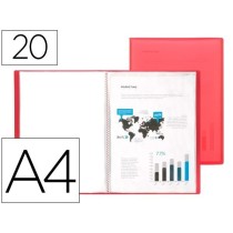 Carpeta liderpapel escaparate 47040 20 fundas polipropileno din a4 rojo translucido