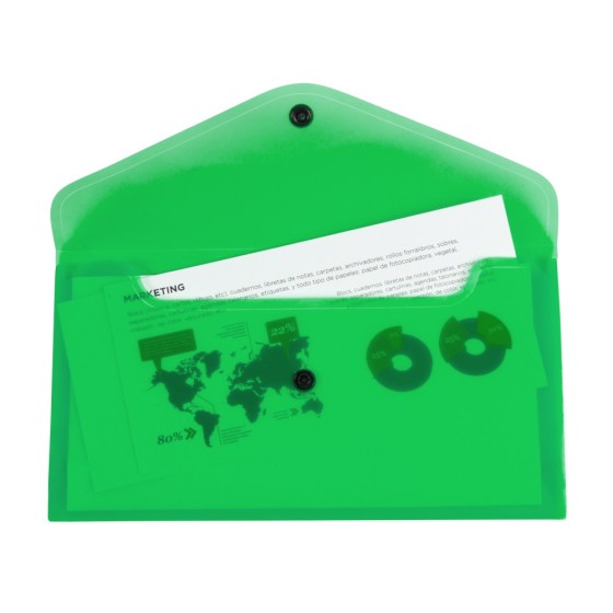 Carpeta liderpapel dossier broche polipropileno tamaño sobre americano 260x140mm verde translucido