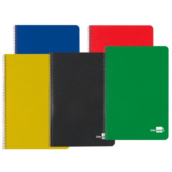 Cuaderno espiral liderpapel cuarto tapa dura 80h 60 gr cuadro 4mm con margen colores surtidos
