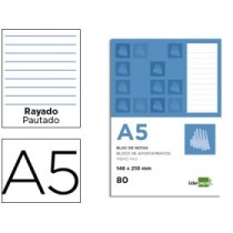 Bloc notas liderpapel horizontal a5 80 hojas 60g/m2 perforado