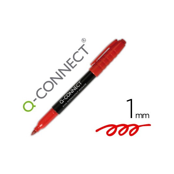 Rotulador q-connect para cd/dvd punta fibra permanente rojo punta redonda 1,0 mm