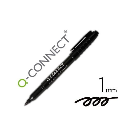 Rotulador q-connect para cd/dvd punta fibra permanente negro punta redonda 1,0 mm
