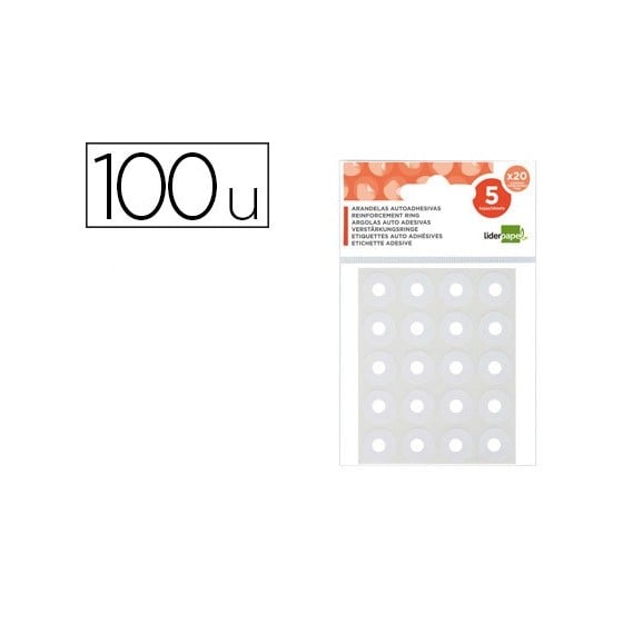 Arandelas autoadhesivas blancas liderpapel sobre de 100 unidades
