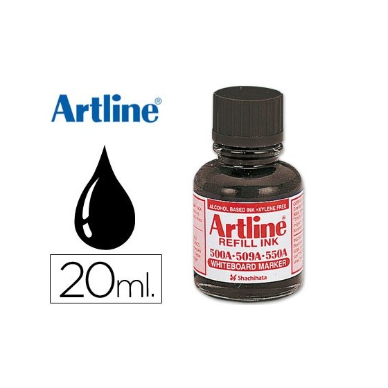 Tinta artline negro para rotulador pizarra blanca 500-a frasco de 20 ml