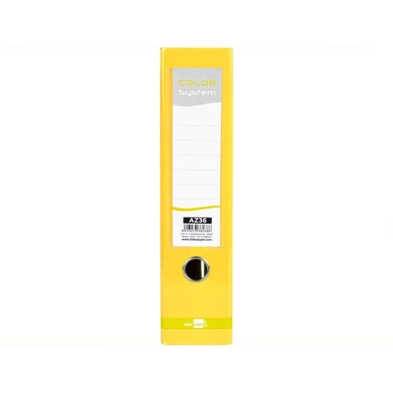 Archivador de palanca liderpapel a4 color system forrado sin rado lomo 80mm amarillo compresor metalico